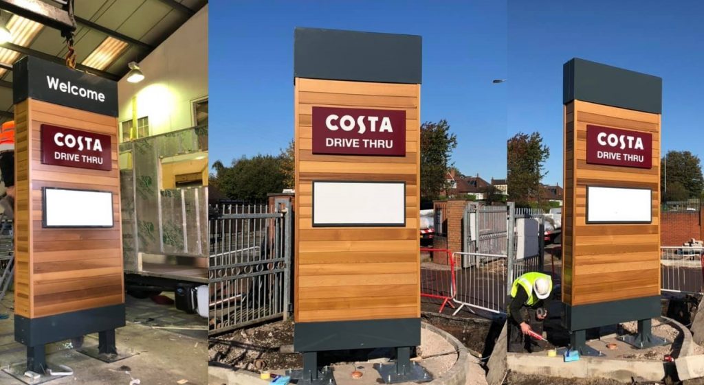Costa Tray Sign from three different perspectives